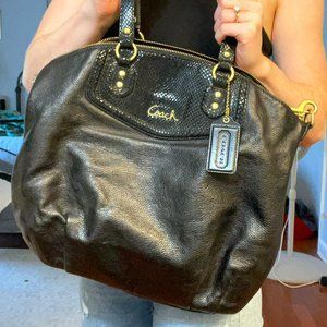 Coach Ashley Leather Convertible Shoulder Bag Satchel - Black